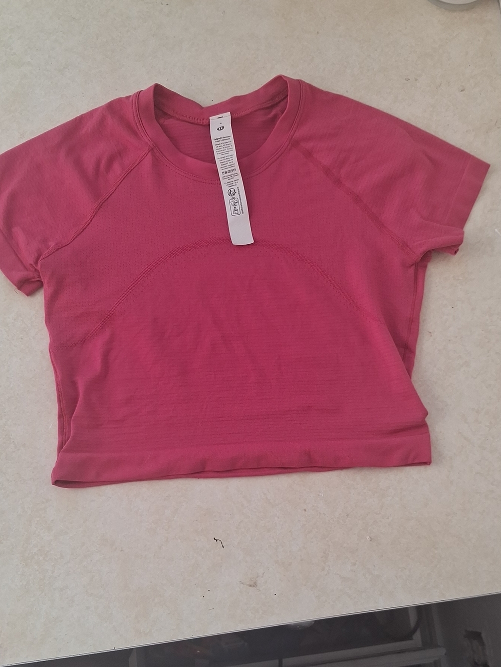 lululemon athletica Hot Pink Cropped Crew Tee